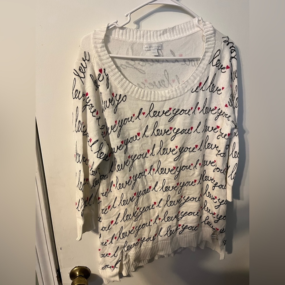 New York and Company I love you sweater size L